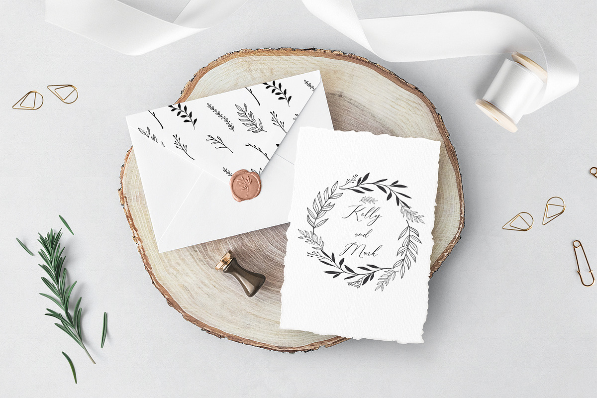 Hand drawn wreath, branches., a Decorative Illustration by Ekaterina (Photo 8 of 8)