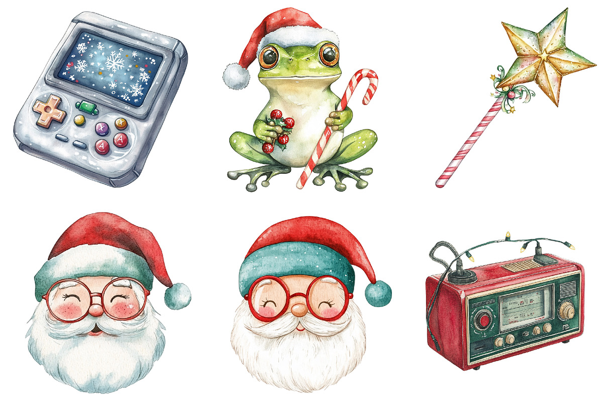 90s Retro Christmas Clipart, a Seasonal Illustration by CitraGraphics (Photo 4 of 10)