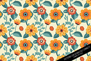 Seamless Retro Flowered Wallpaper, a Pattern Graphic by Chromolume Studio (Thumbnail 7 of 15)