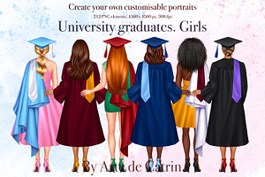 University Graduates Girls Clipart