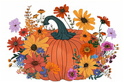 Autumn Pumpkin Floral Clipart, an Illustration by Designs_River (Thumbnail 10 of 10)