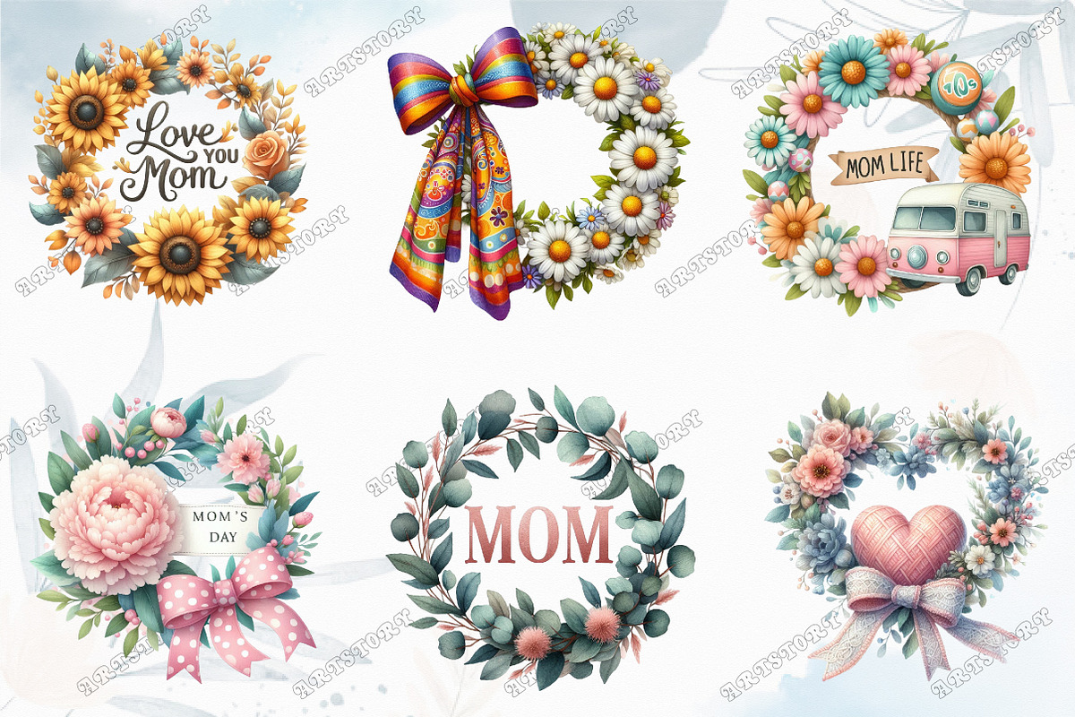 Mothers Day Wreath Sublimation, a Graphic by designcity5 (Photo 3 of 5)