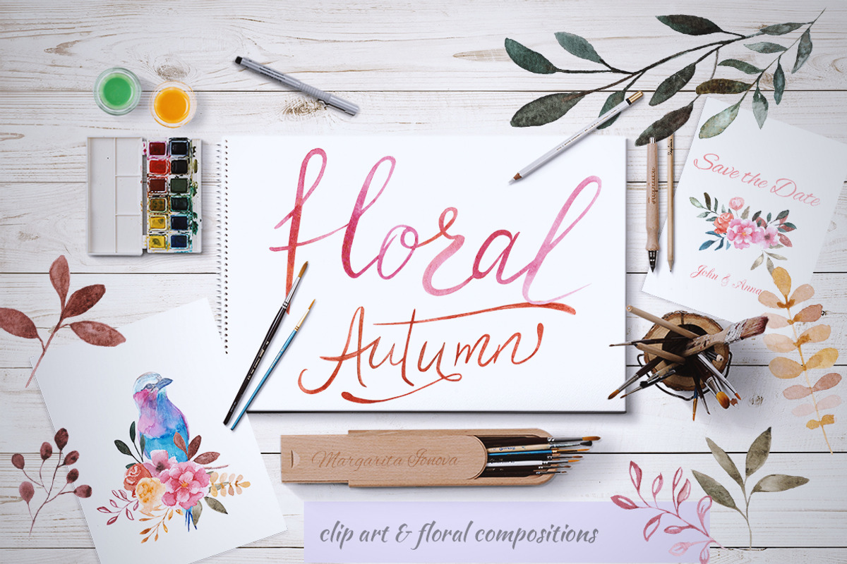 Floral Autumn. Watercolor collection, an Object Graphic by SaharaArt (Photo 1 of 7)