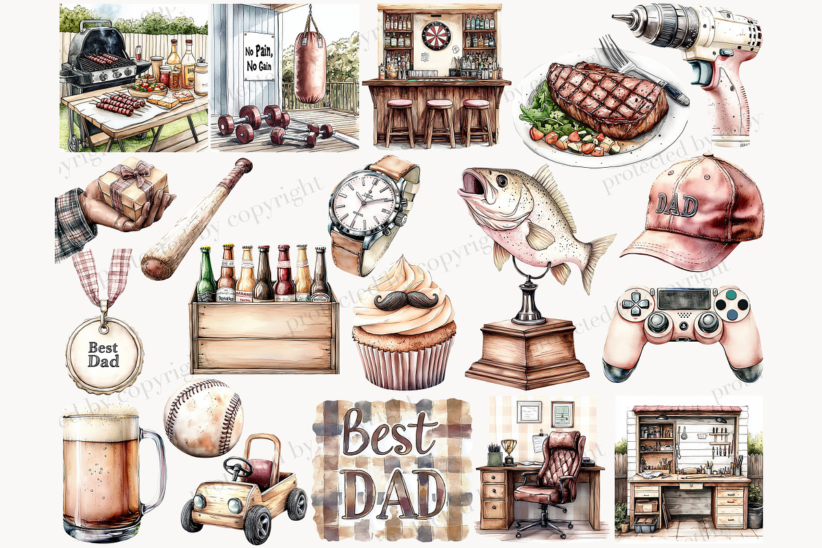 Fathers Day Clipart PNG, a Person Illustration by GlamArtZhanna (Photo 3 of 8)