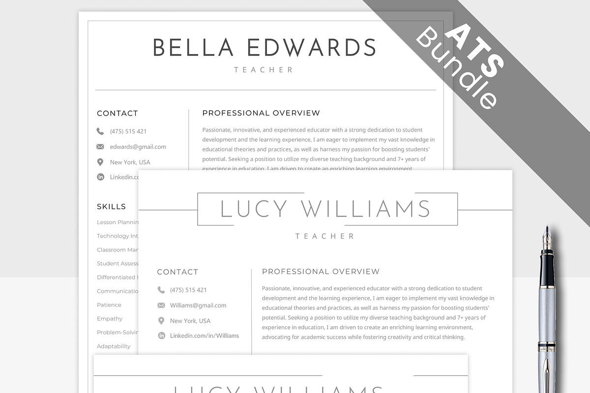 ATS Resume BUNDLE - Professional, a Resume Template by MondaySpark (Photo 1 of 10)