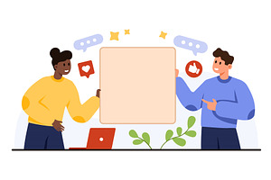 People Holding Blank Poster Social, an Object Illustration by Flashvector