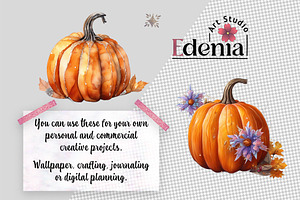 Floral Watercolor Pumpkins