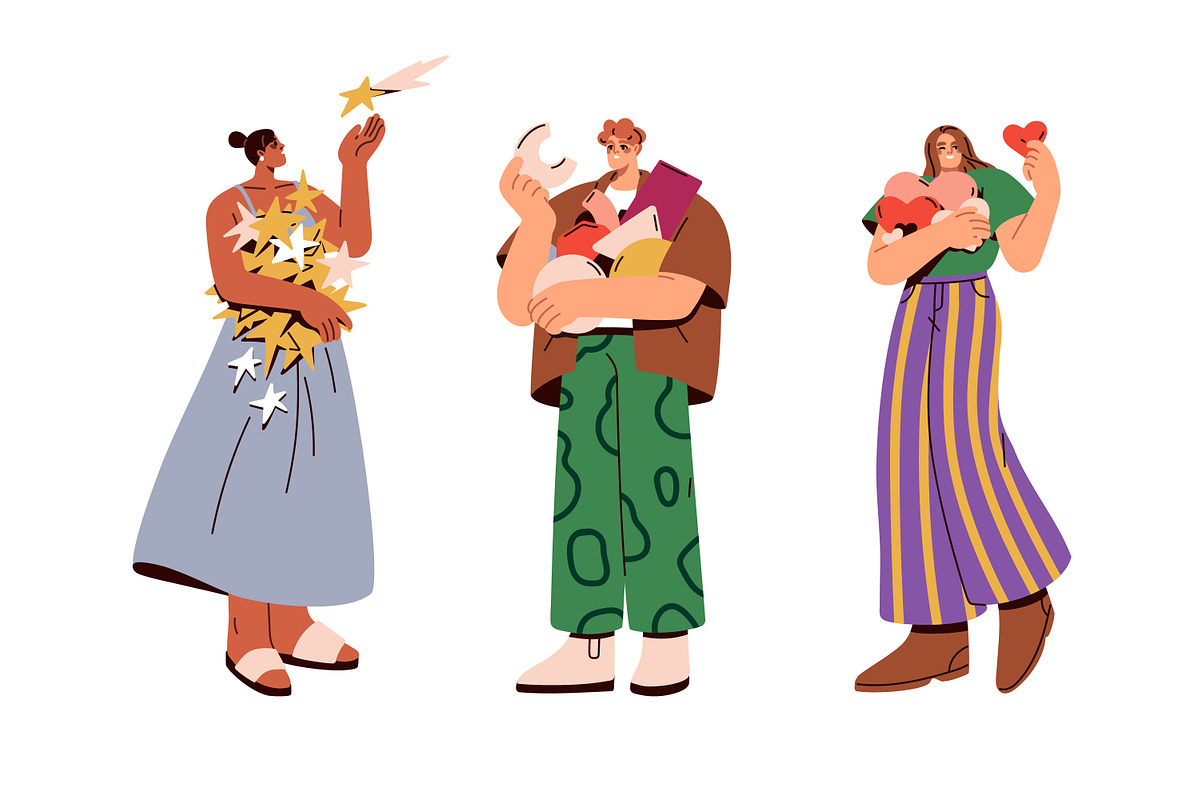 People holding different items set, a Person Illustration by Good Studio (Photo 2 of 5)