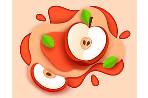 Paper cut apple juice with fruits, a Food Illustration by Buch&Bee