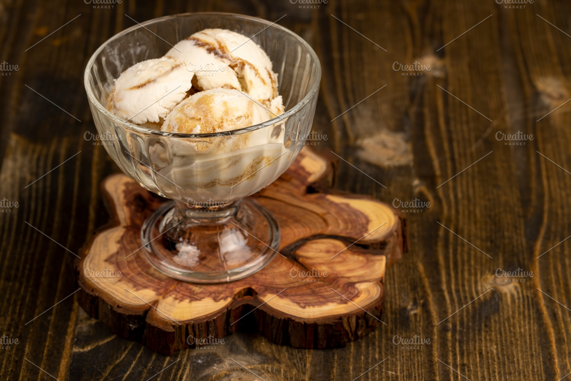 icecream with natural maple syrup , delicious ice cream with sugar sweet syrup, a Photo by rsoollAI