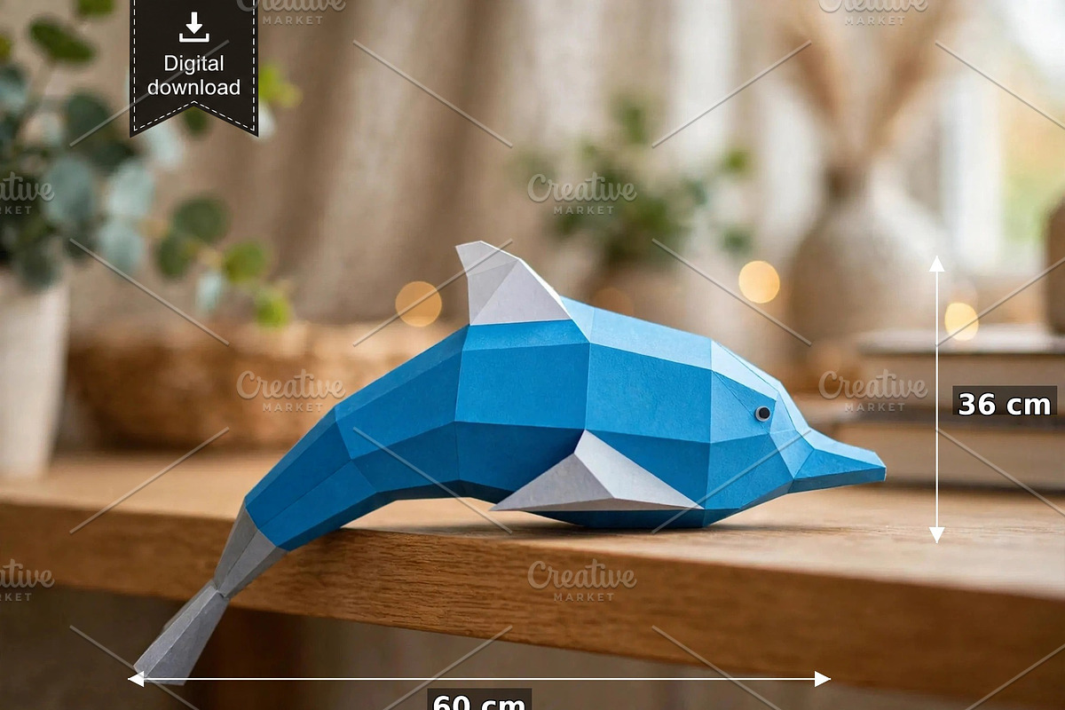 Dolphin wall art - 3d papercraft, a Card Template by PAPER amaze (Photo 1 of 6)
