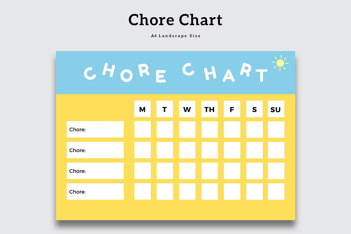 Yellow Chore Chart Sheet, a Stationery Template by Amit Debnath (Photo 1 of 2)