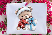 Whimsical Christmas Teddy Bear, a Seasonal Illustration by SVGArt (Thumbnail 4 of 5)