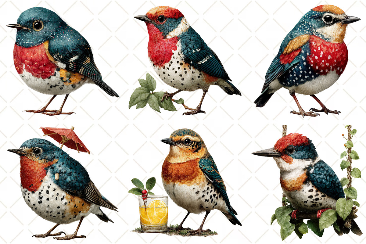 Whimsical Summer Bird Clipart, an Illustration by Black Bird Studio (Photo 4 of 5)