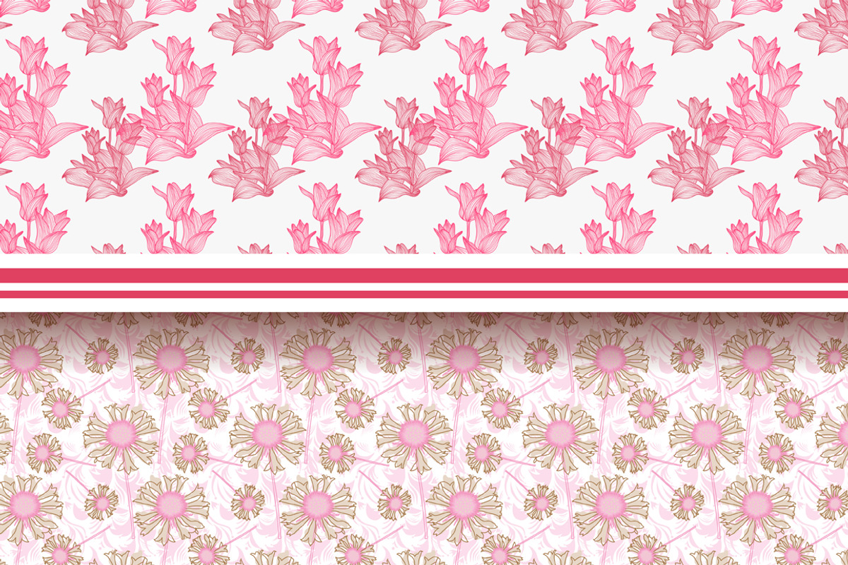 14 Pink Floral Patterns Set preview 5