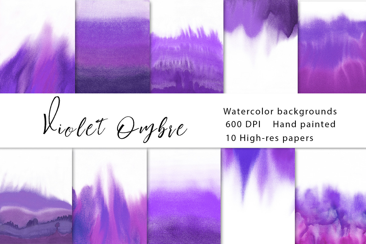 Violet ombre watercolor background, a Texture Graphic by GraphicRain (Photo 1 of 4)