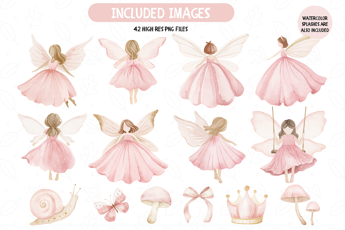 Pink Fairy Clipart Set, an Illustration by TatiMockup (Photo 2 of 6)