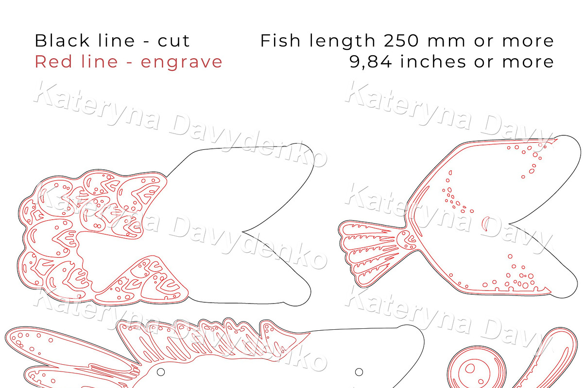 Fish Laser Cut Wooden Wall Art, an Animal Illustration by Bubert Art (Photo 8 of 8)
