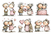 Old Couple Valentine Day Clipart, an Illustration by Pixels.Craft (Thumbnail 4 of 5)