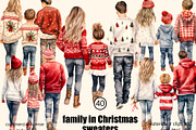 Family in Christmas sweaters clipart, a Person Illustration by Hello My Print (Thumbnail 1 of 9)