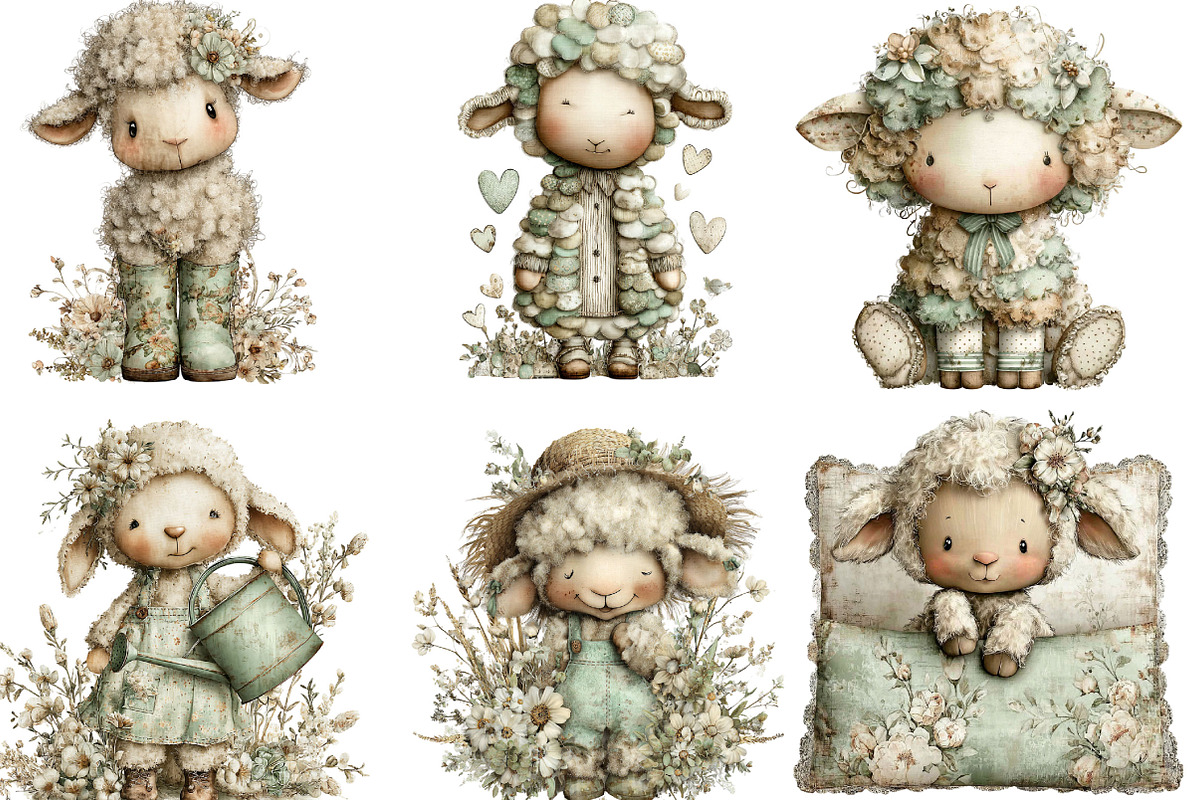 Whimsical Spring Sheep Clipart, an Illustration by Designking (Photo 2 of 5)