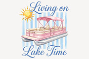 Lake Time Pontoon Boat PNG, a Seasonal Illustration by Sublimation Artist (Thumbnail 1 of 9)