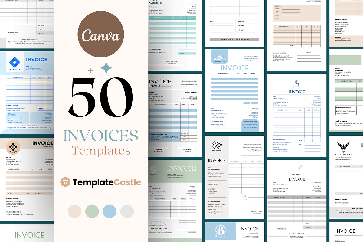 50 Invoice Templates Canva Editable, a Templates & Theme by TemplateCastleStore (Photo 1 of 10)