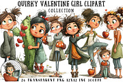 Quirky Valentine Girl Clipart, an Illustration by OK Design (Thumbnail 1 of 6)