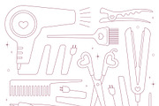 Cute Hair Stylist Line Pattern, a Decorative Illustration by Cris Palapa (Thumbnail 1 of 3)