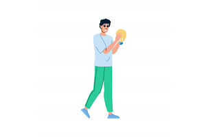 Young man walking and holding a, an Education Illustration by pikepicture