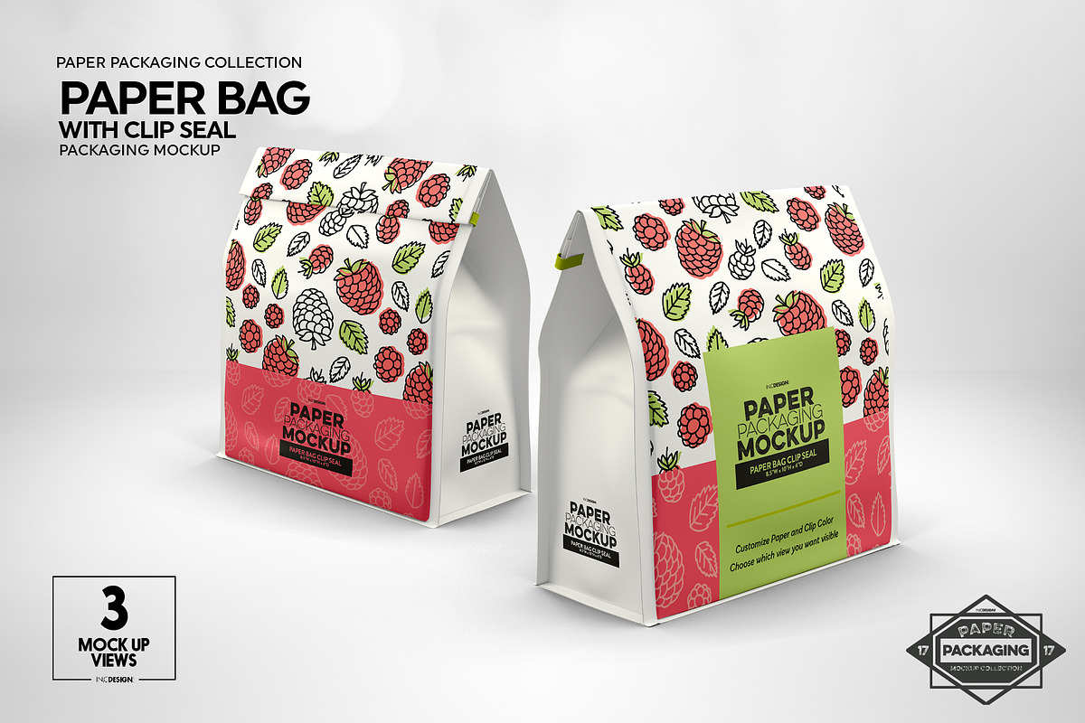 Paper Bags with Clip Seal Mockup, a Packaging Mockup by INCDesign (Photo 8 of 9)