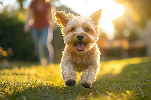 Joyful dog running happily on a sunn, an Animal Photo by Pixeness Studio