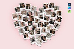 Heart Polaroid Photo Collage Templat, a Social Media Template by DesignerCandies