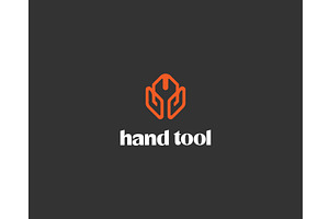 Wrench in hands outline vector logo, an Object Illustration by Bureau