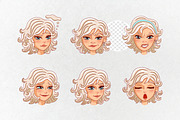 Blond girl  emotions. Avatar. Vector, a Person Illustration by VaraNa Art (Thumbnail 6 of 7)