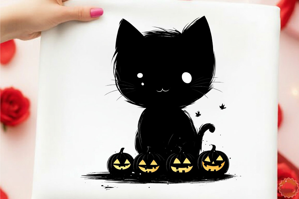 Whimsical Halloween Black Cat Clipar, an Animal Illustration by designcity5 (Photo 3 of 5)