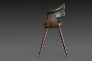 Wooden Chair With A Dark Leather