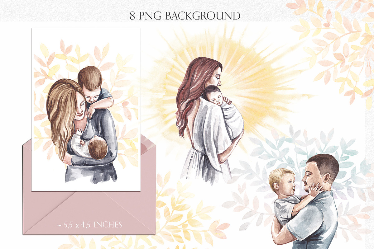 FAMILY watercolor clipart (part - 2), a Person Illustration by Elena_Sedova (Photo 4 of 7)