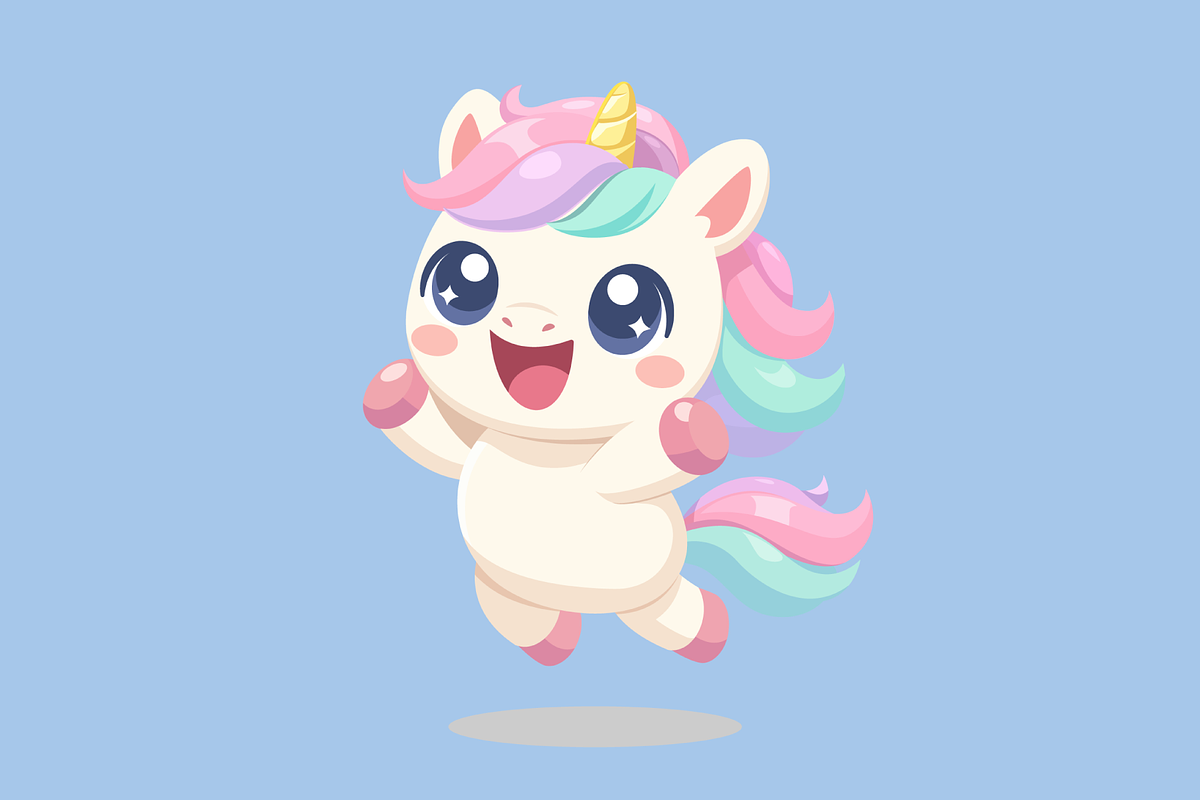 Kawaii Baby Unicorn Jumping, an Animal Illustration by Artpon Illustration (Photo 3 of 3)