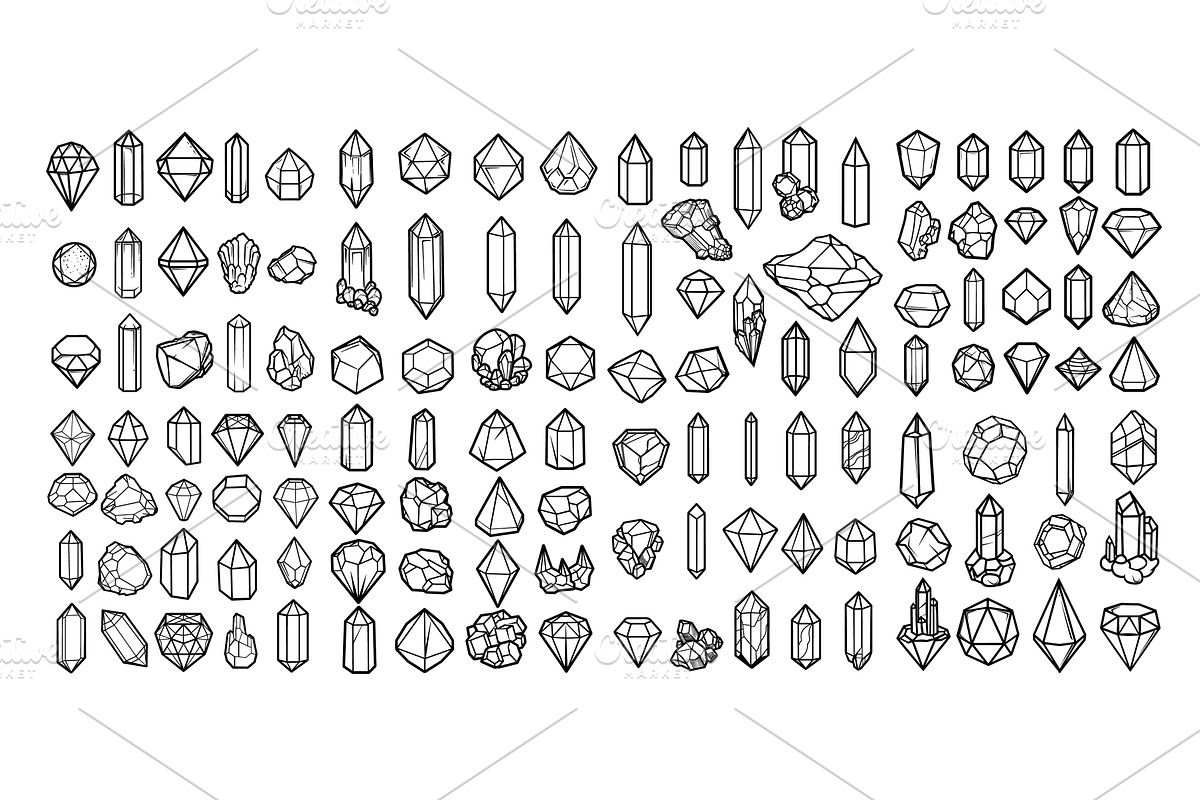 Crystals simple outline big vector, an Object Illustration by Valerie Bodnar