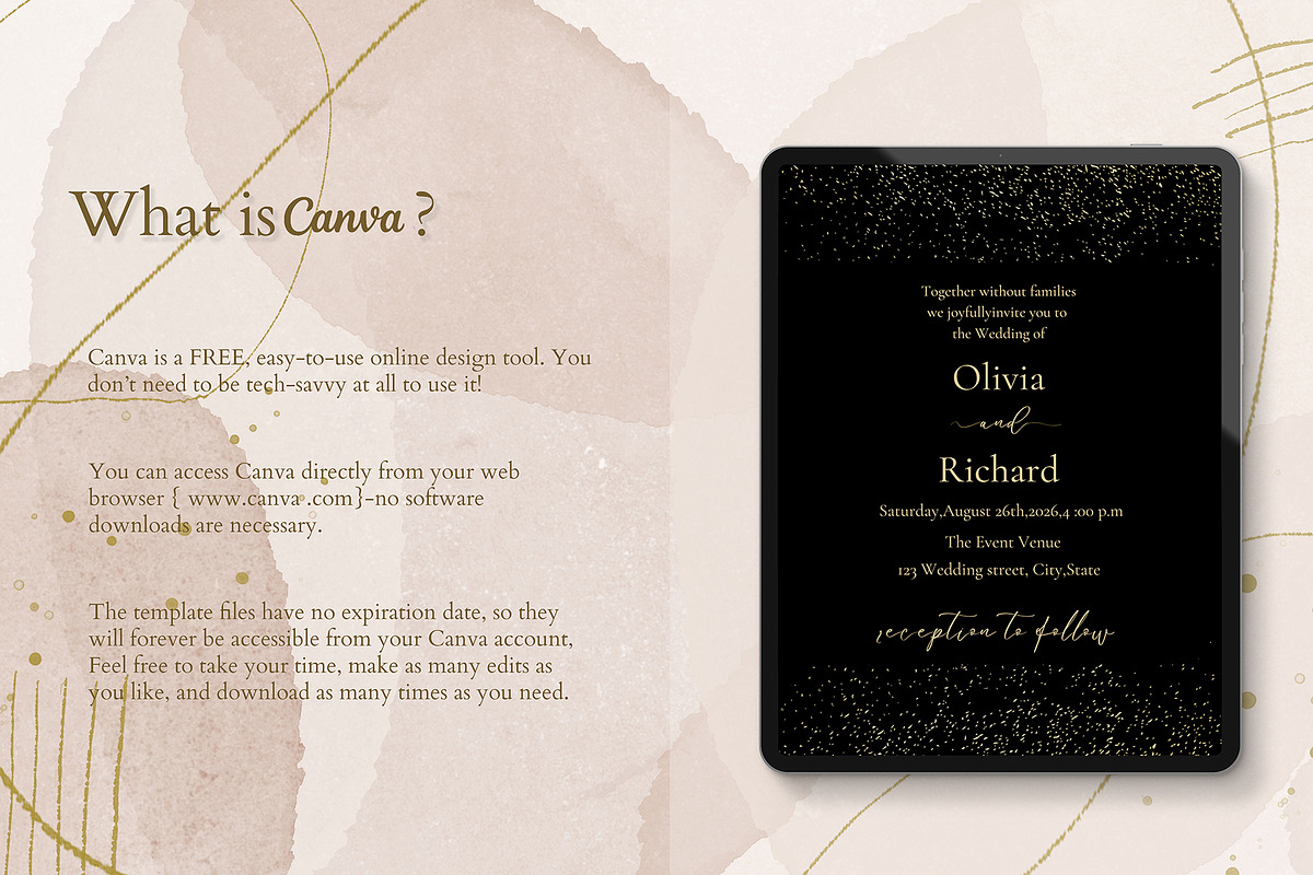 Canva Elegant Wedding Invitation, an Invitation Template by ElladesignCo (Photo 4 of 5)