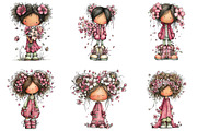 Whimsical Girl Flower Spring Clipart, an Illustration by CraftArtStudio (Thumbnail 6 of 6)
