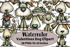 Valentines Dog Clipart, an Illustration by Design Market