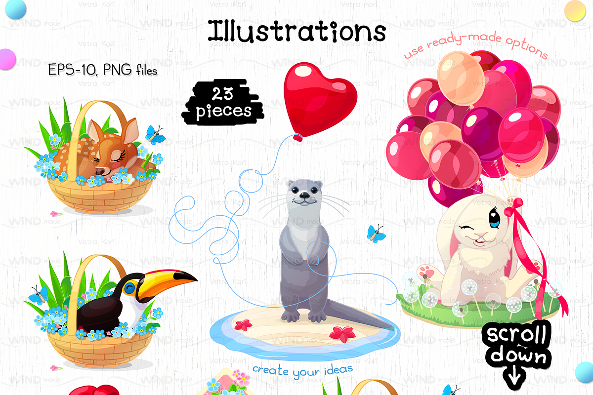 vector set Happy Animals, an Animal Illustration by WINDmade (Photo 9 of 12)