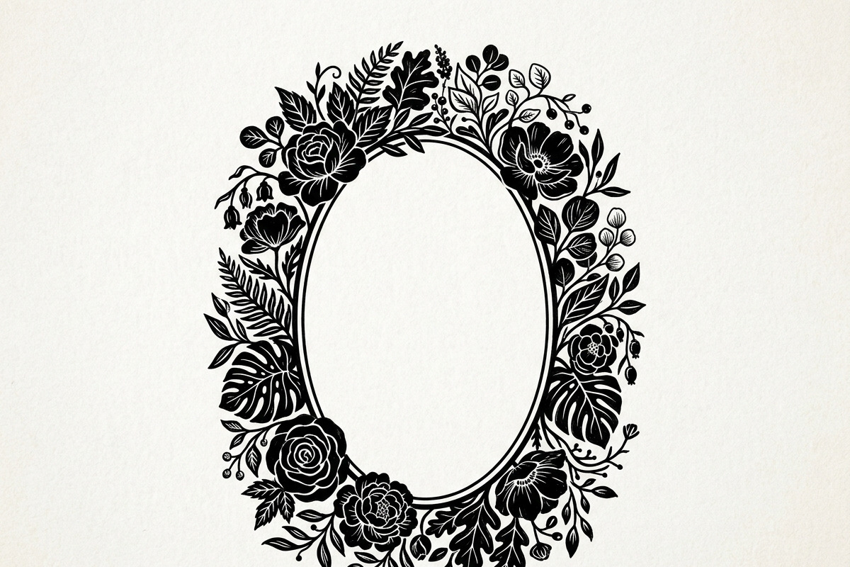 50 Elegant Floral Oval Mirror Frame, a Decorative Illustration by Amazin_art (Photo 21 of 34)