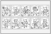 Cat Playing Sports Coloring Pages, an Animal Illustration by Lamia Emad (Thumbnail 3 of 5)