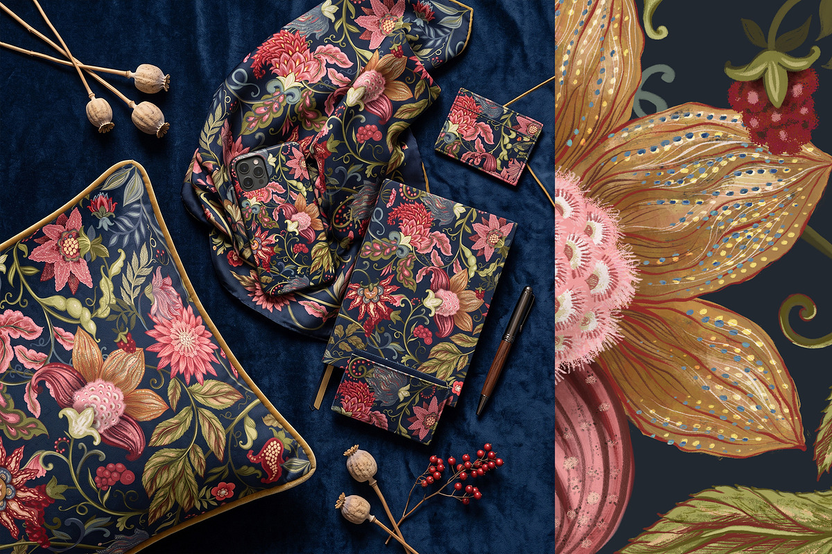 Bramble Jacobean Floral Pattern, a Pattern Graphic by Sonulkaster (Photo 12 of 13)