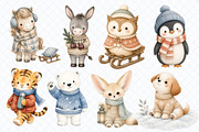 Cozy Winter Animals Clipart - 50 PNG, an Animal Illustration by Whimsy Brush Studio (Thumbnail 6 of 10)