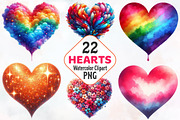 Heart Watercolor Clipart, an Illustration by RobertsArt (Thumbnail 1 of 8)