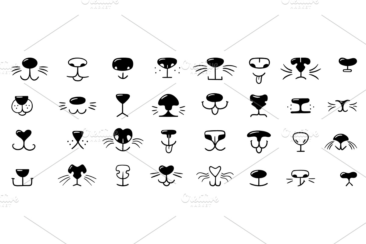 Doodle animal noses. Cats nose with, an Animal Illustration by Valerie Bodnar